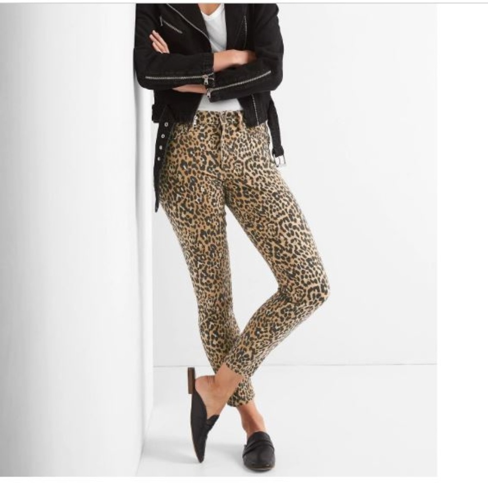 gap leopard skinny jeans
